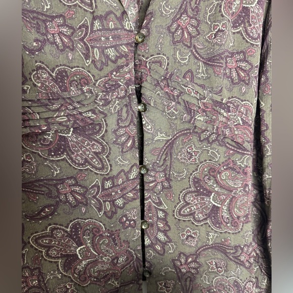 J. JILL Brown 100% Rayon Button Front Long Sleeve Blouse Size Large Petite - Picture 3 of 5